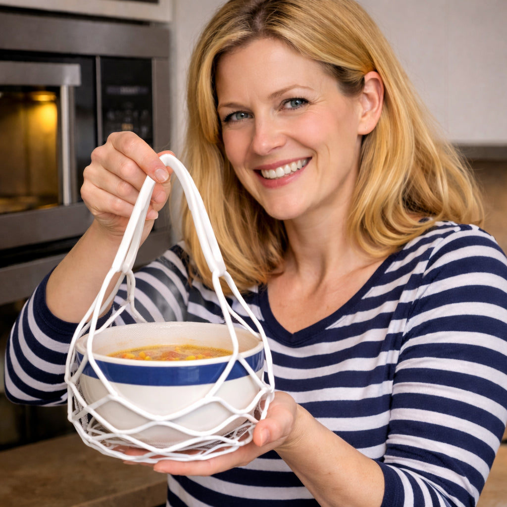 MATERIOL 2-in-1 Zero-Void™ Silicone Mesh Bag & Heat-Resistant Trivet Mat for Hot Bowls
