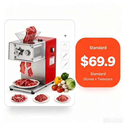 850W Electric Meat Cutter Machine, 551 lb/h Stainless Steel Meat Slicer 3.5mm, Heavy-Duty Meat Cutting Machine for Home Kitchen Restaurant Deli