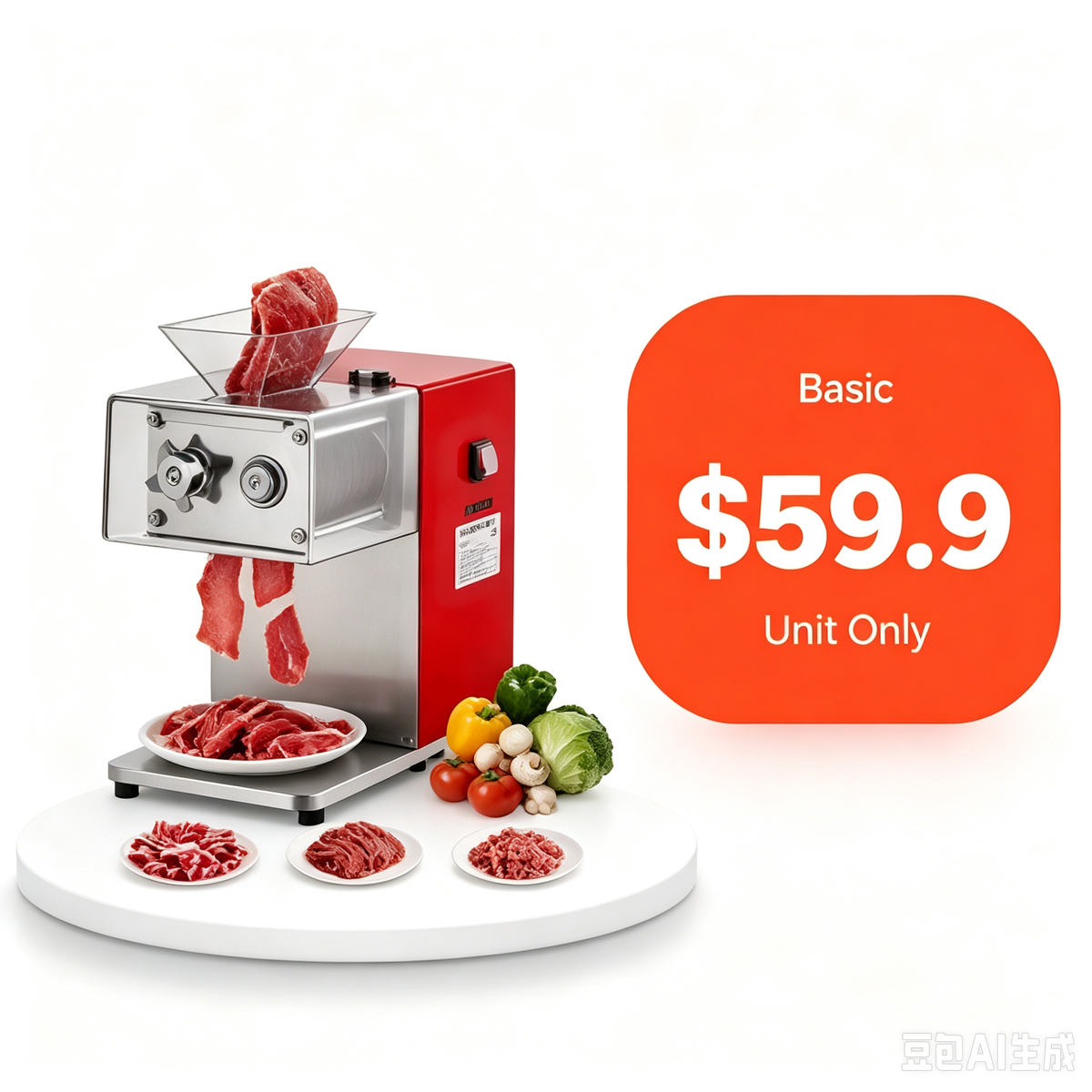 850W Electric Meat Cutter Machine, 551 lb/h Stainless Steel Meat Slicer 3.5mm, Heavy-Duty Meat Cutting Machine for Home Kitchen Restaurant Deli