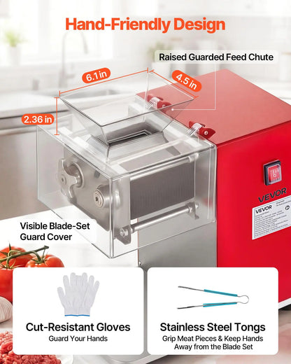 850W Electric Meat Cutter Machine, 551 lb/h Stainless Steel Meat Slicer 3.5mm, Heavy-Duty Meat Cutting Machine for Home Kitchen Restaurant Deli