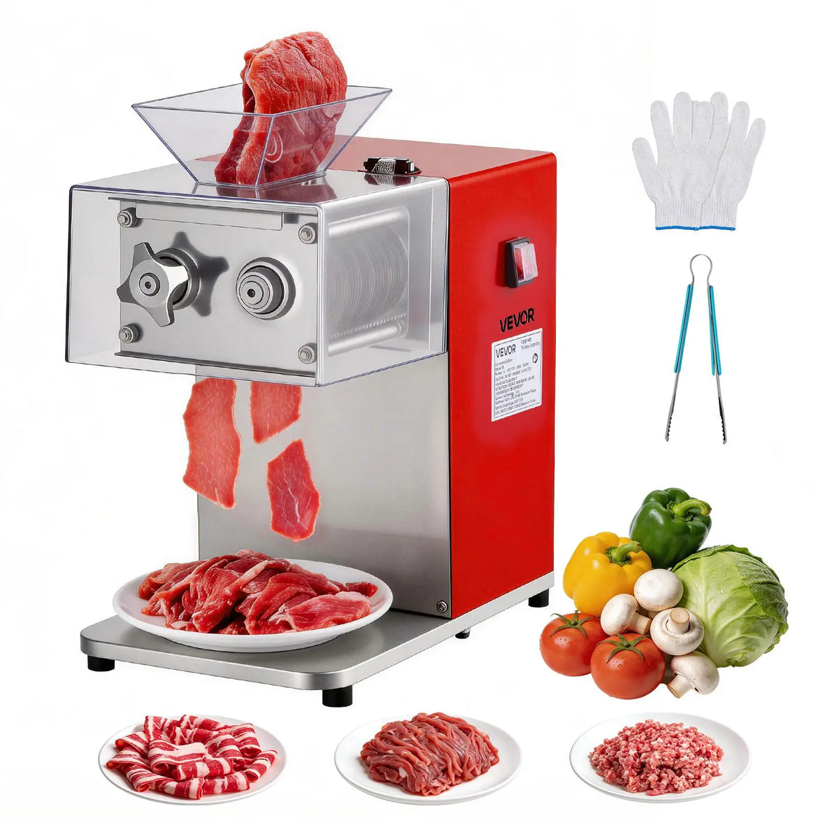 850W Electric Meat Cutter Machine, 551 lb/h Stainless Steel Meat Slicer 3.5mm, Heavy-Duty Meat Cutting Machine for Home Kitchen Restaurant Deli
