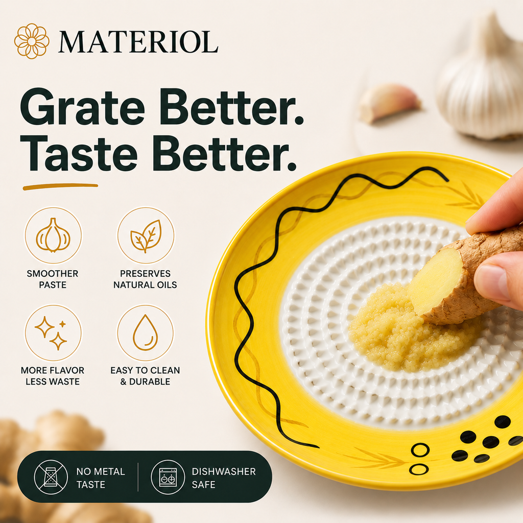 MATERIOL Handmade Ceramic Ginger & Garlic Grater
