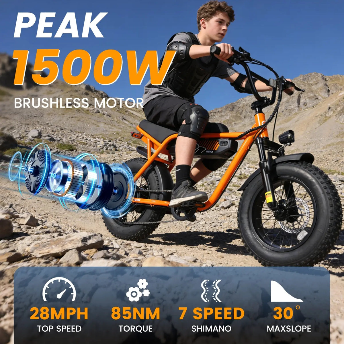 ESKUTE V101 1500W Peak Electric Bike, 16x4.0 Fat Tire